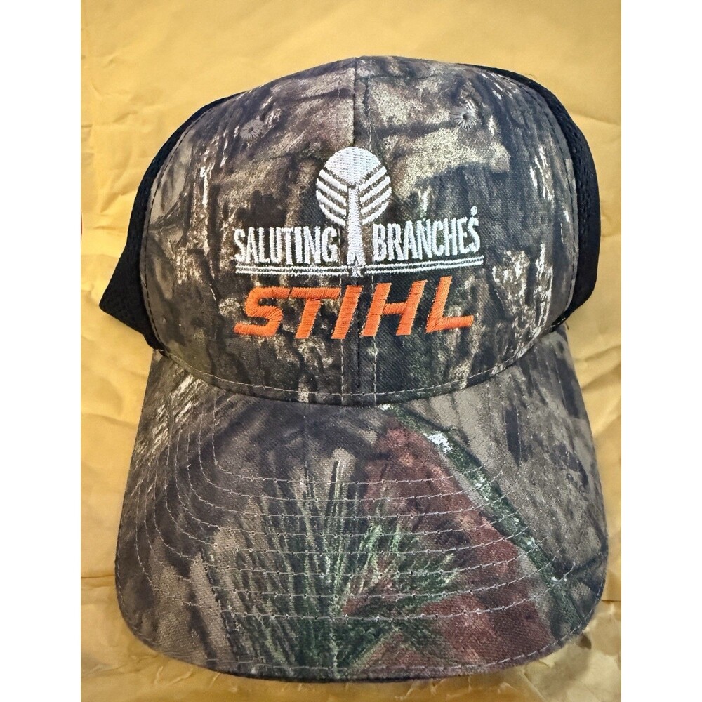 New STIHL Saluting Branches Camo Hat  Arborist Veteran Patch Cap Limited Edition